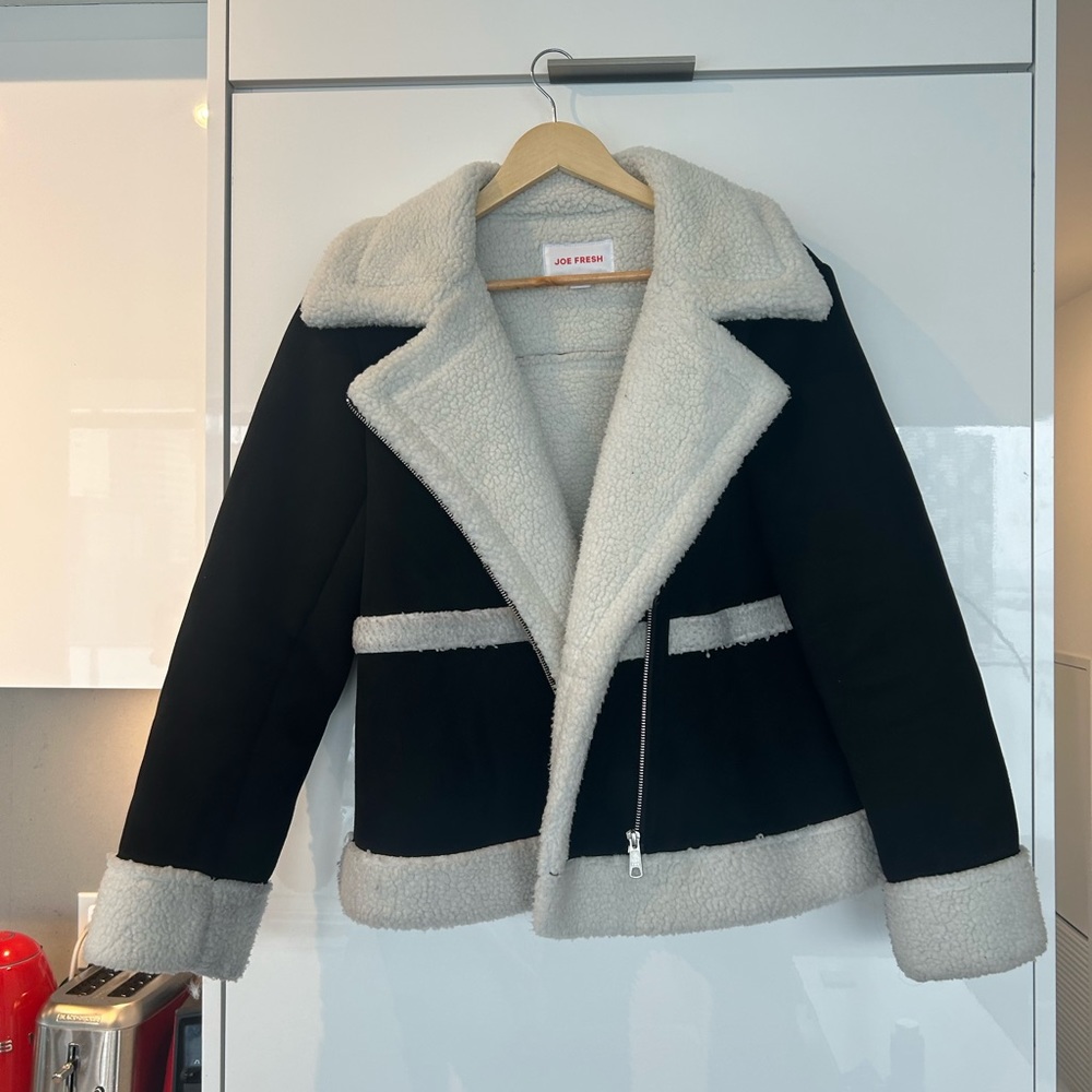 Black and White Shearling Jacket
